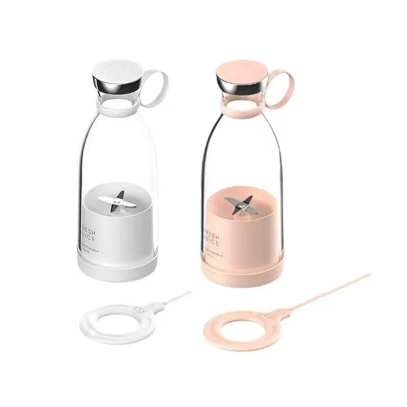 Rechargeable Portable Mini Juicer Cup, Wireless Electric Fruit Juice Blender Mixer, Household Personal Smoothie Maker in Pink & White