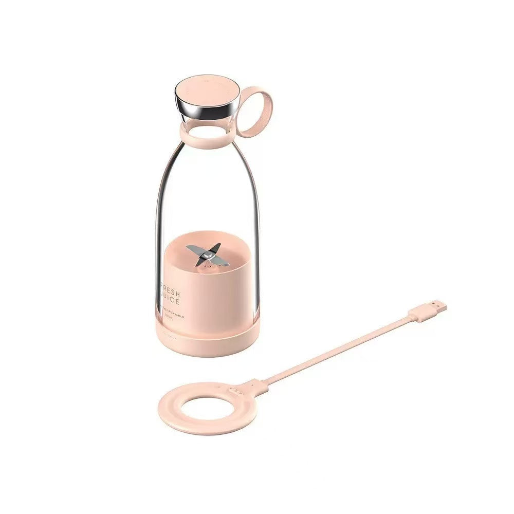 Rechargeable Portable Mini Juicer Cup, Wireless Electric Fruit Juice Blender Mixer, Household Personal Smoothie Maker in Pink & White