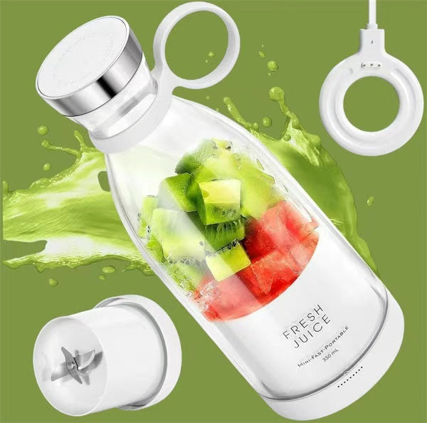 Rechargeable Portable Mini Juicer Cup, Wireless Electric Fruit Juice Blender Mixer, Household Personal Smoothie Maker in Pink & White